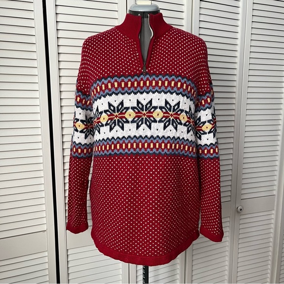 Vintage Liz Claiborne Nordic 1/4 zip sweater M - Picture 2 of 11